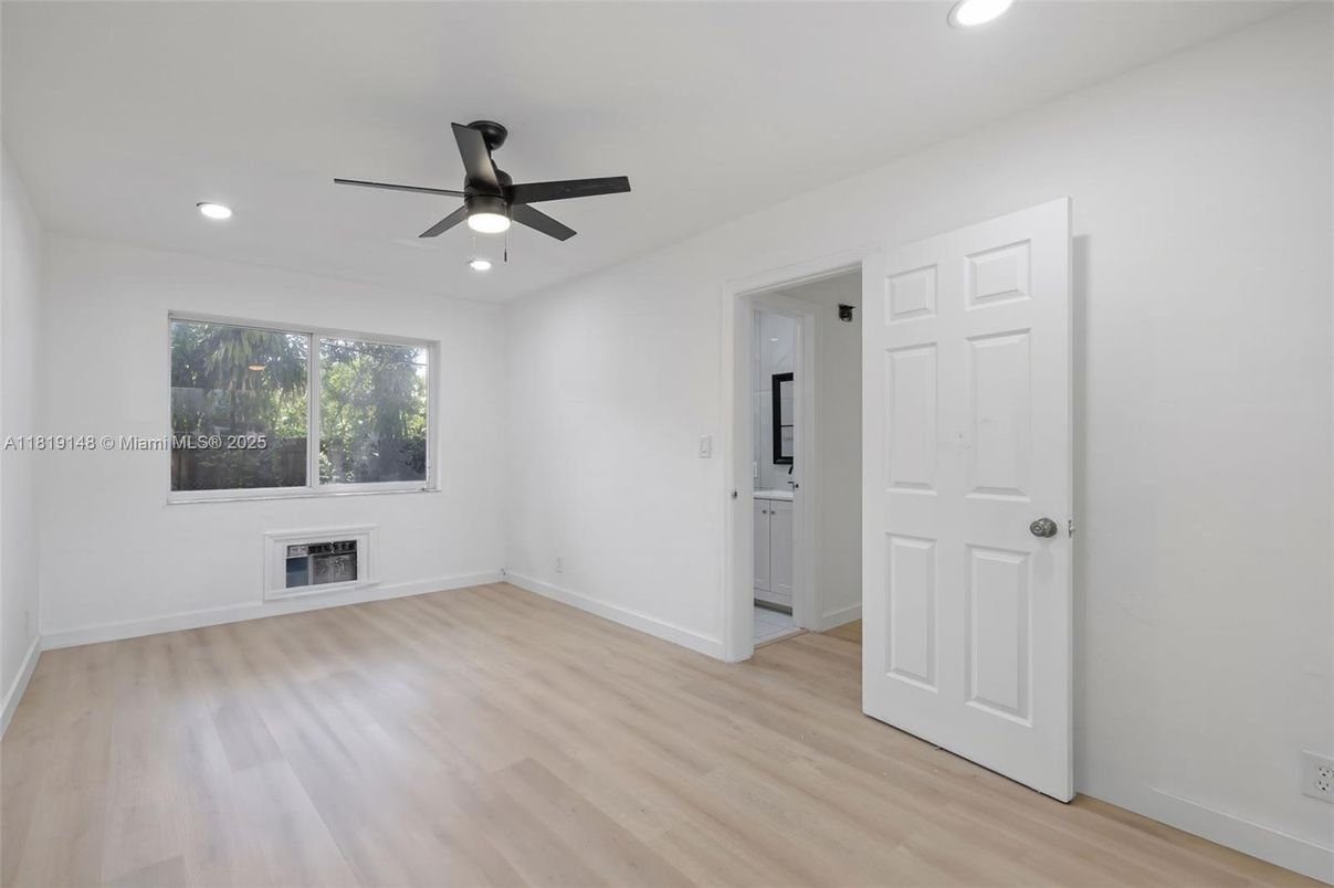 Empty room, Fireplace, Interior, Recessed Lighting, Wood Texture Flooring