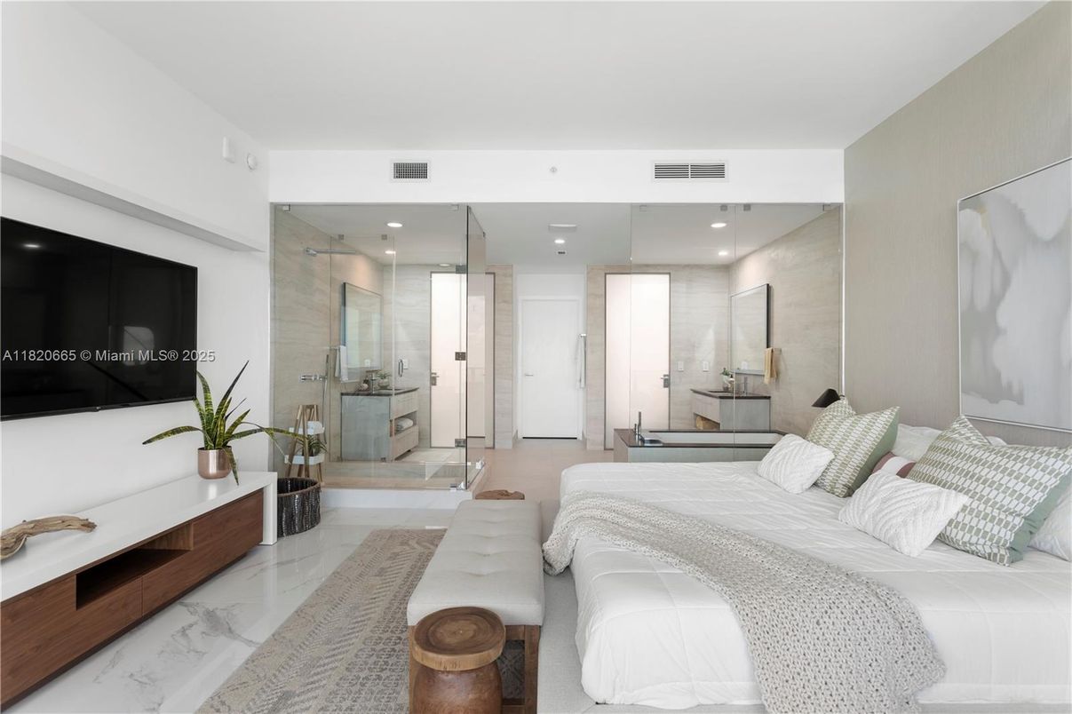 Bathroom, Bedroom, Glass Shower, Interior, Marble, Recessed Lighting