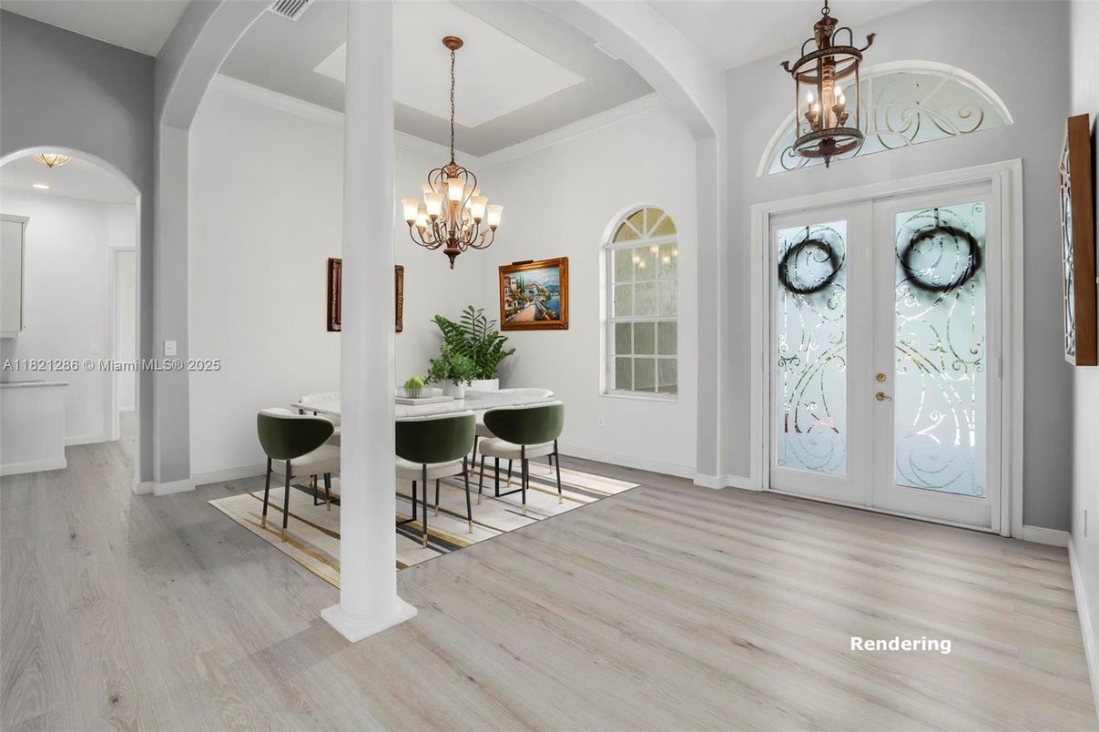 Chandelier, Dining room, Interior, Wood Texture Flooring