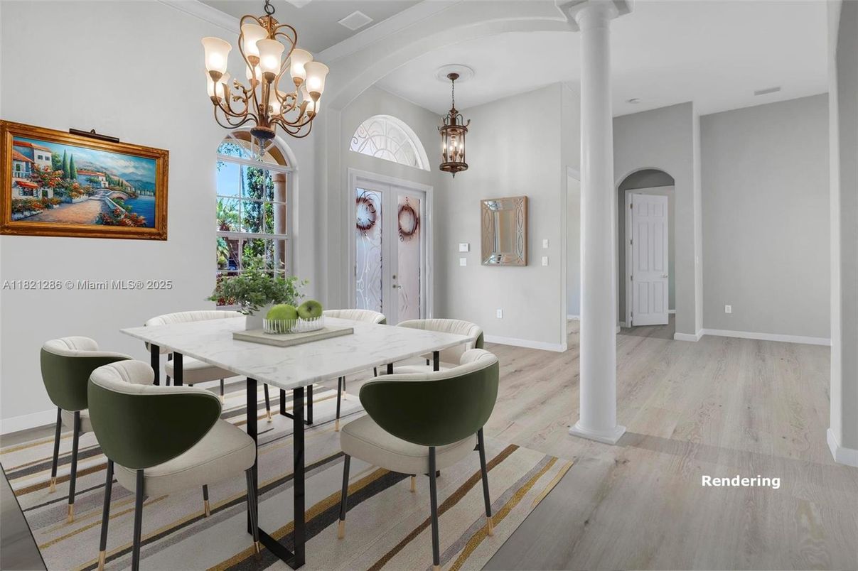 Chandelier, Dining room, Interior, Pendant Lights, Wood Texture Flooring
