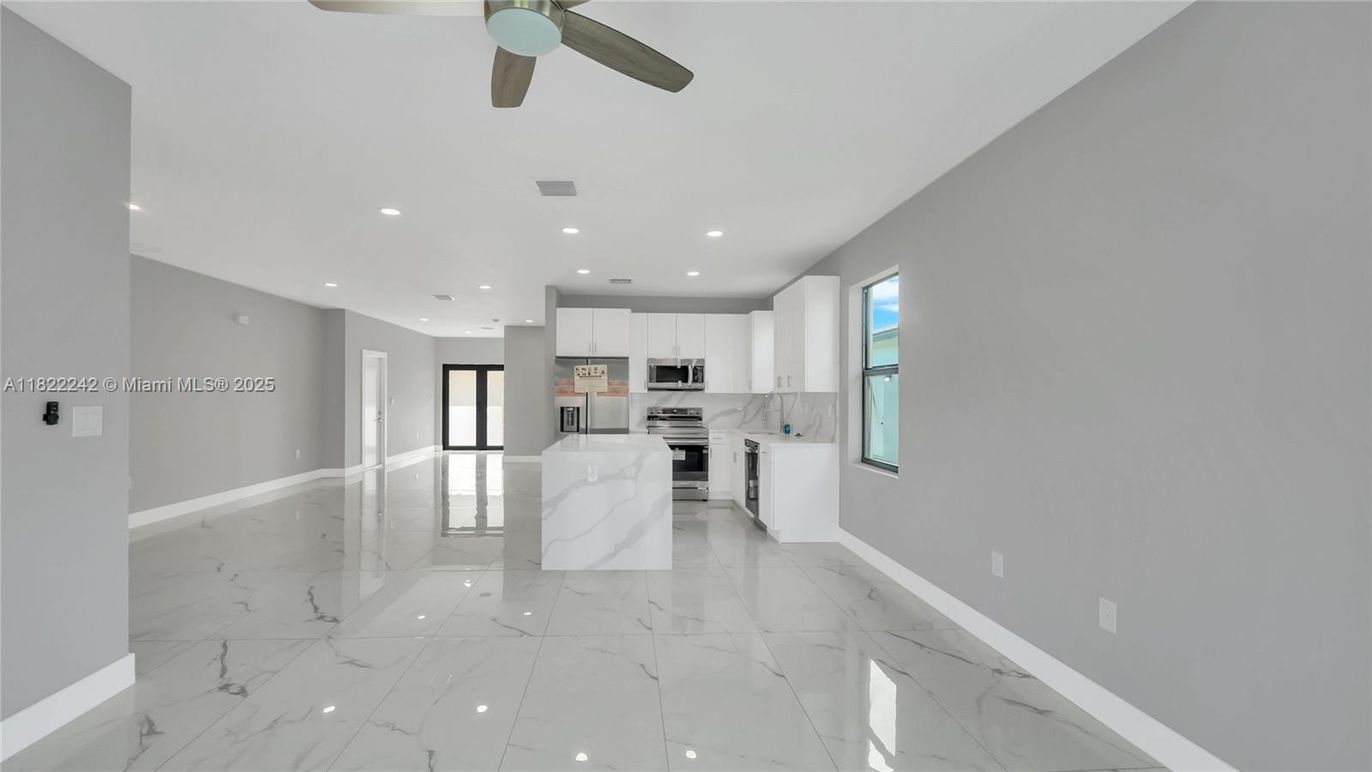 Interior, Kitchen, Marble, Recessed Lighting, Stainless Steel Appliances