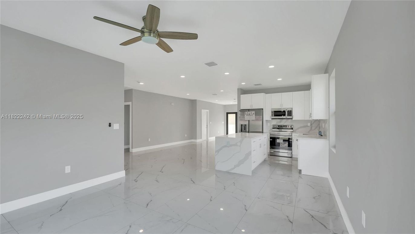 Interior, Kitchen, Marble, Recessed Lighting, Stainless Steel Appliances