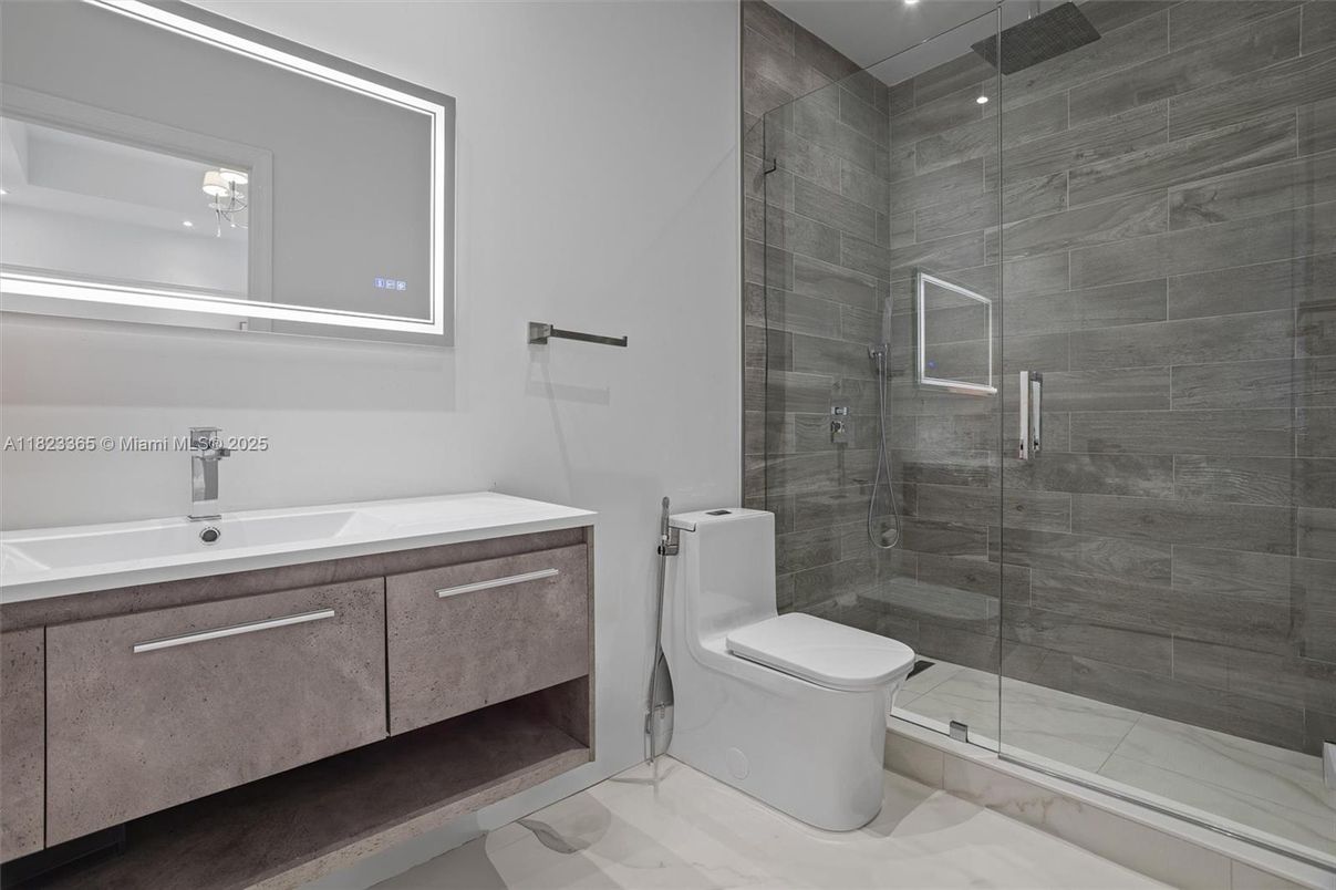 Bathroom, Glass Shower, Interior, Recessed Lighting