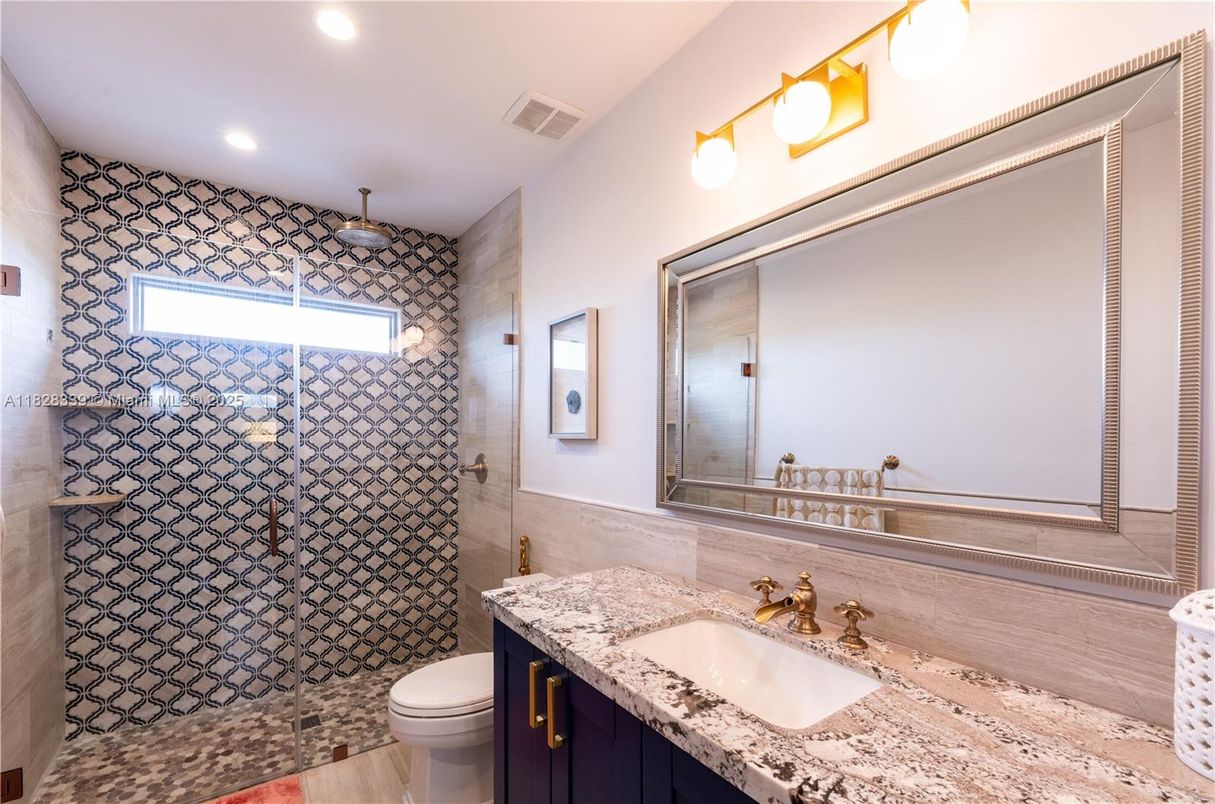 Bathroom, Glass Shower, Interior, Recessed Lighting