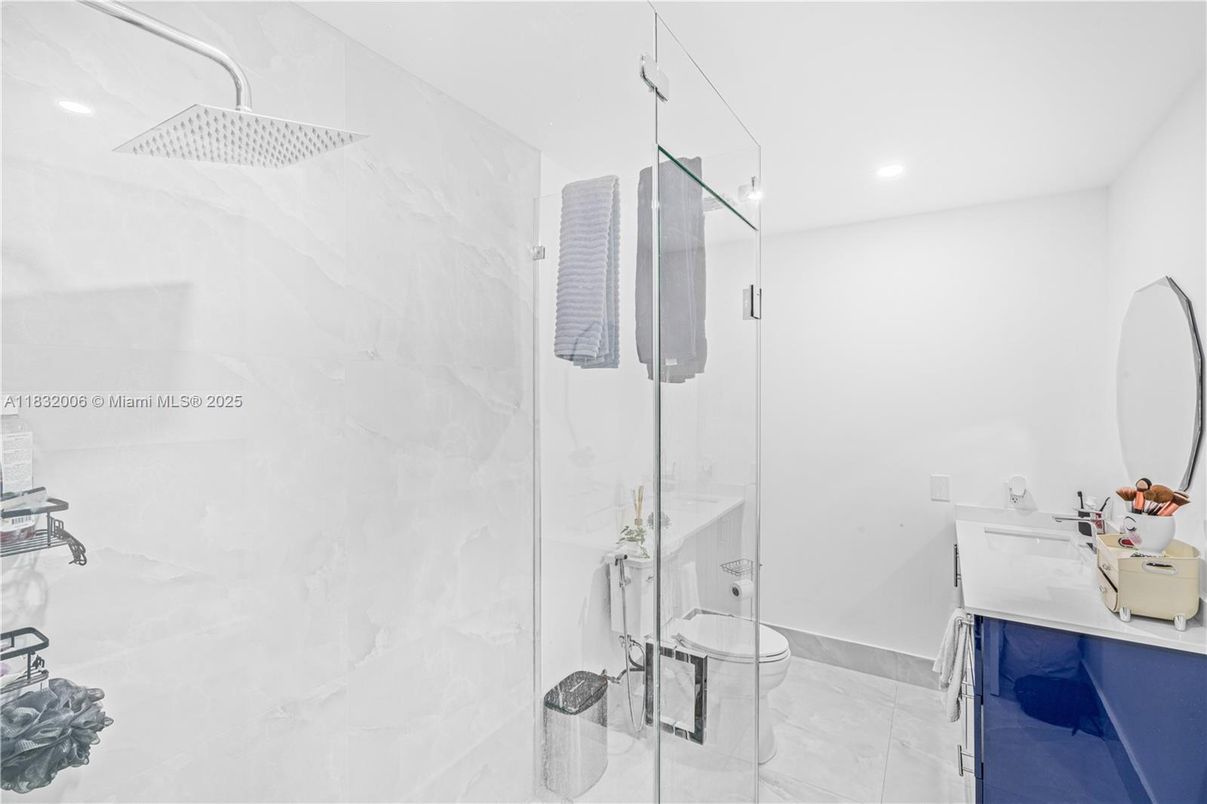 Bathroom, Glass Shower, Interior, Recessed Lighting