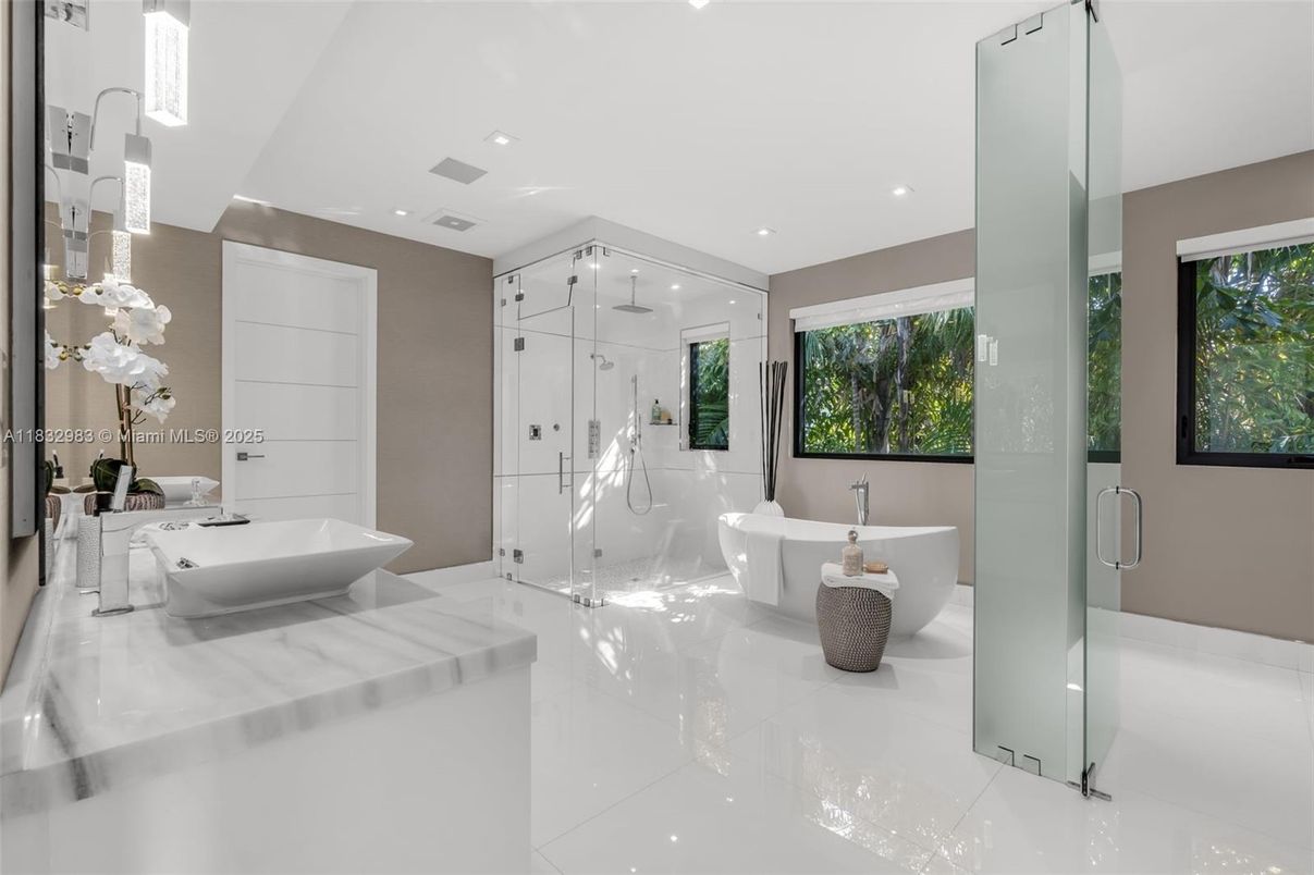 Bathroom, Dual Sink Vanities, Free Standing Baths, Glass Shower, Interior, Recessed Lighting