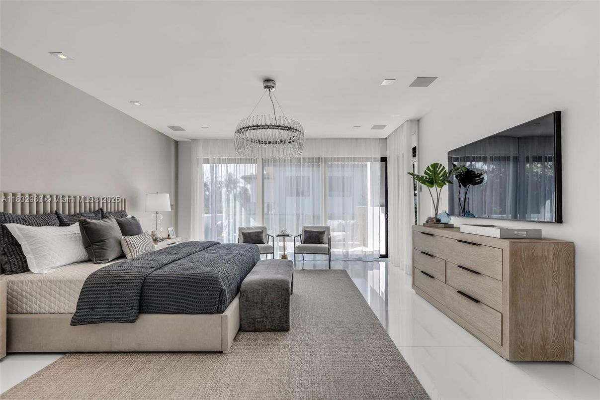 Bedroom, Chandelier, Interior, Recessed Lighting