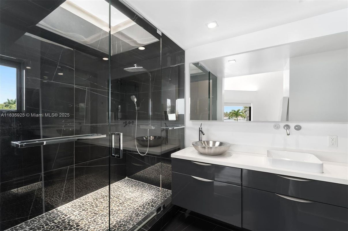 Bathroom, Dual Sink Vanities, Glass Shower, Interior, Recessed Lighting