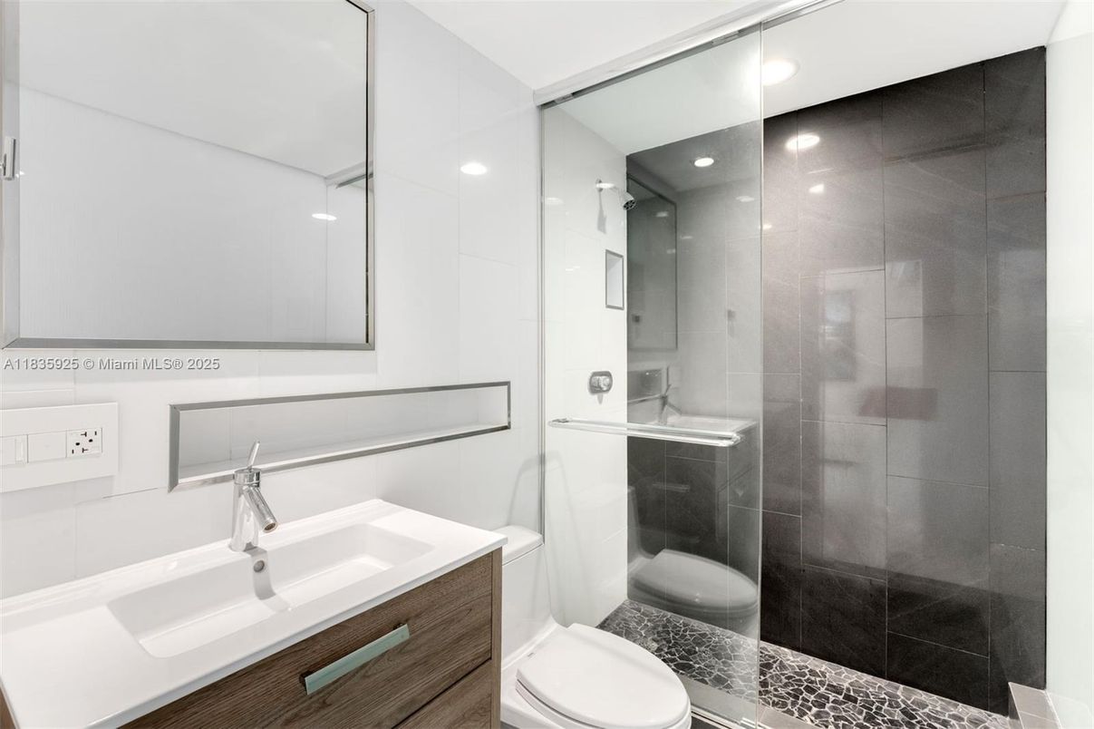 Bathroom, Glass Shower, Interior, Recessed Lighting