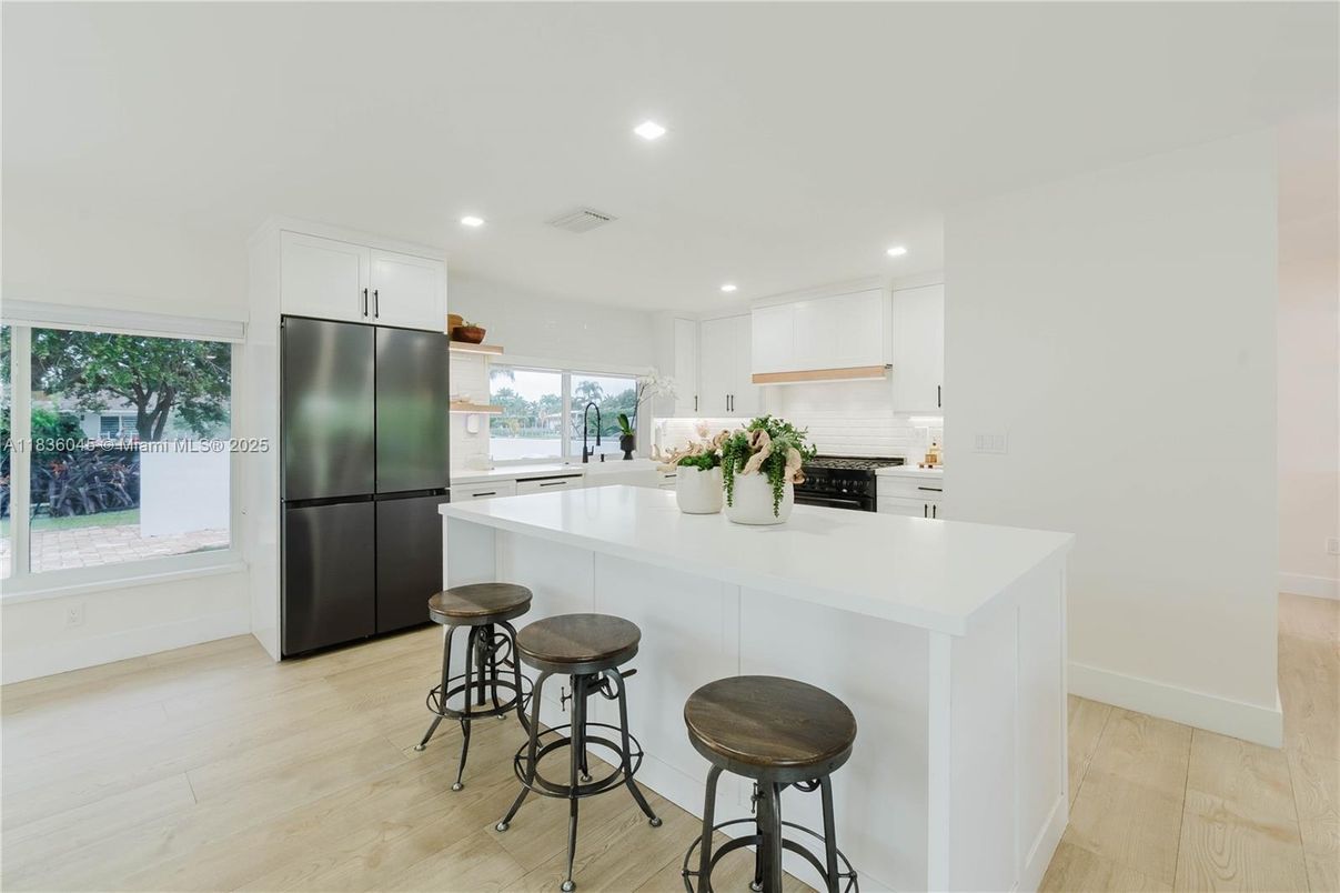 Interior, Kitchen, Recessed Lighting, Wood Texture Flooring