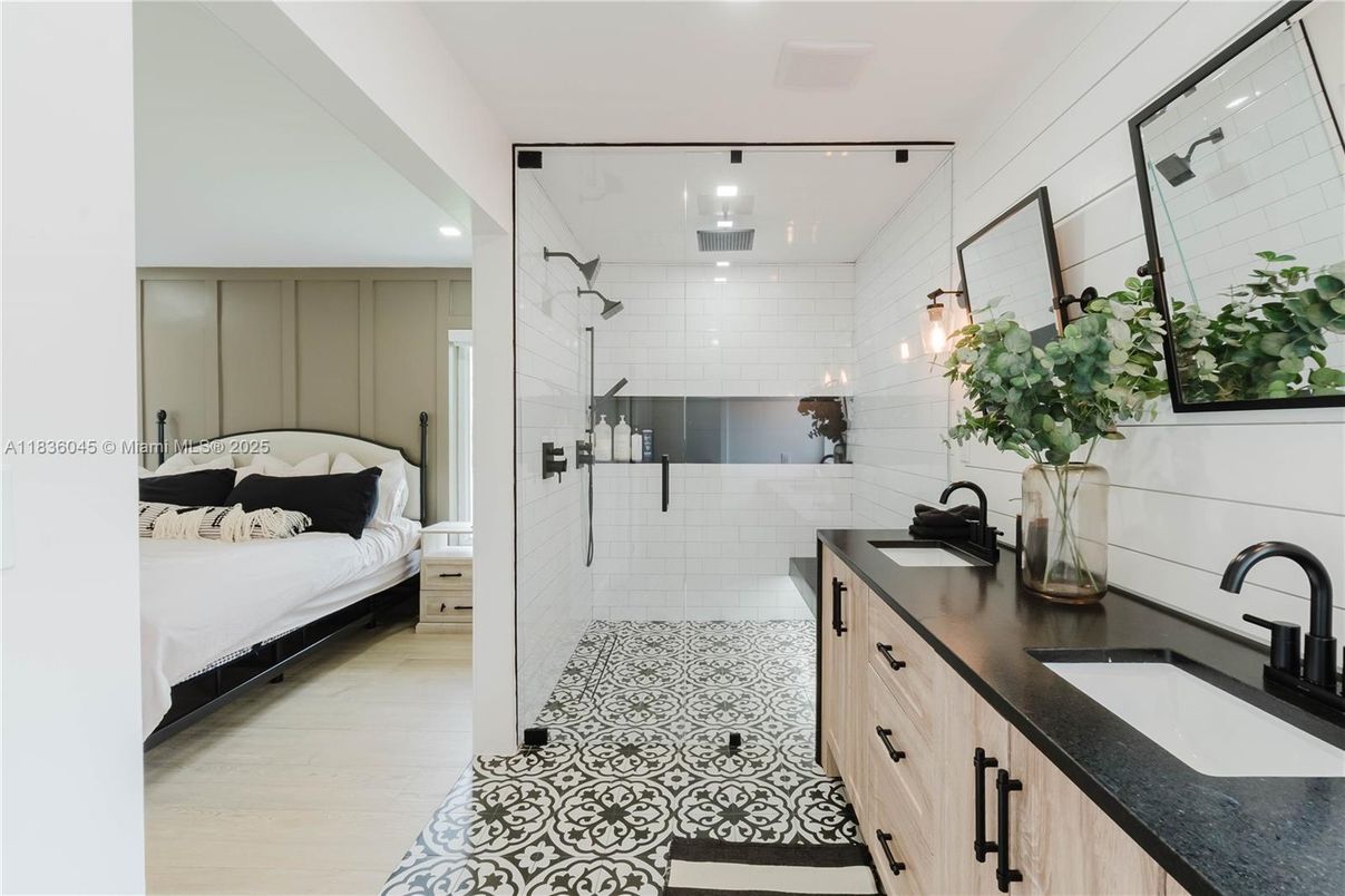 Bathroom, Bedroom, Dual Sink Vanities, Glass Shower, Interior, Recessed Lighting