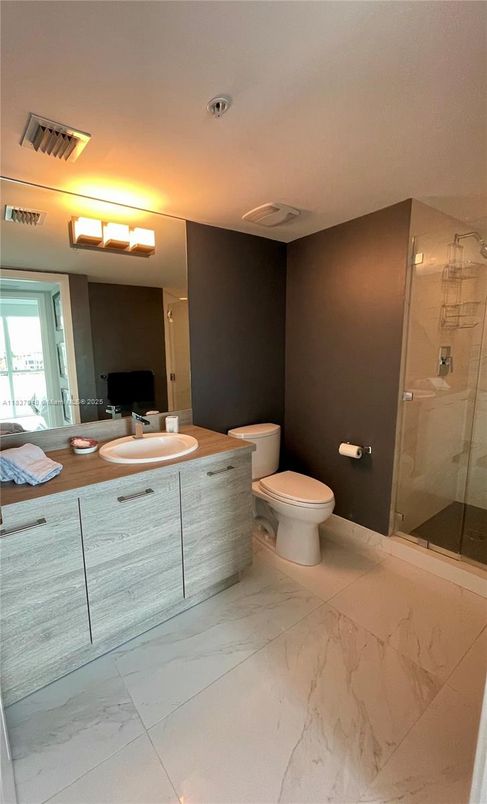 Bathroom, Dual Sink Vanities, Glass Shower, Interior, Marble