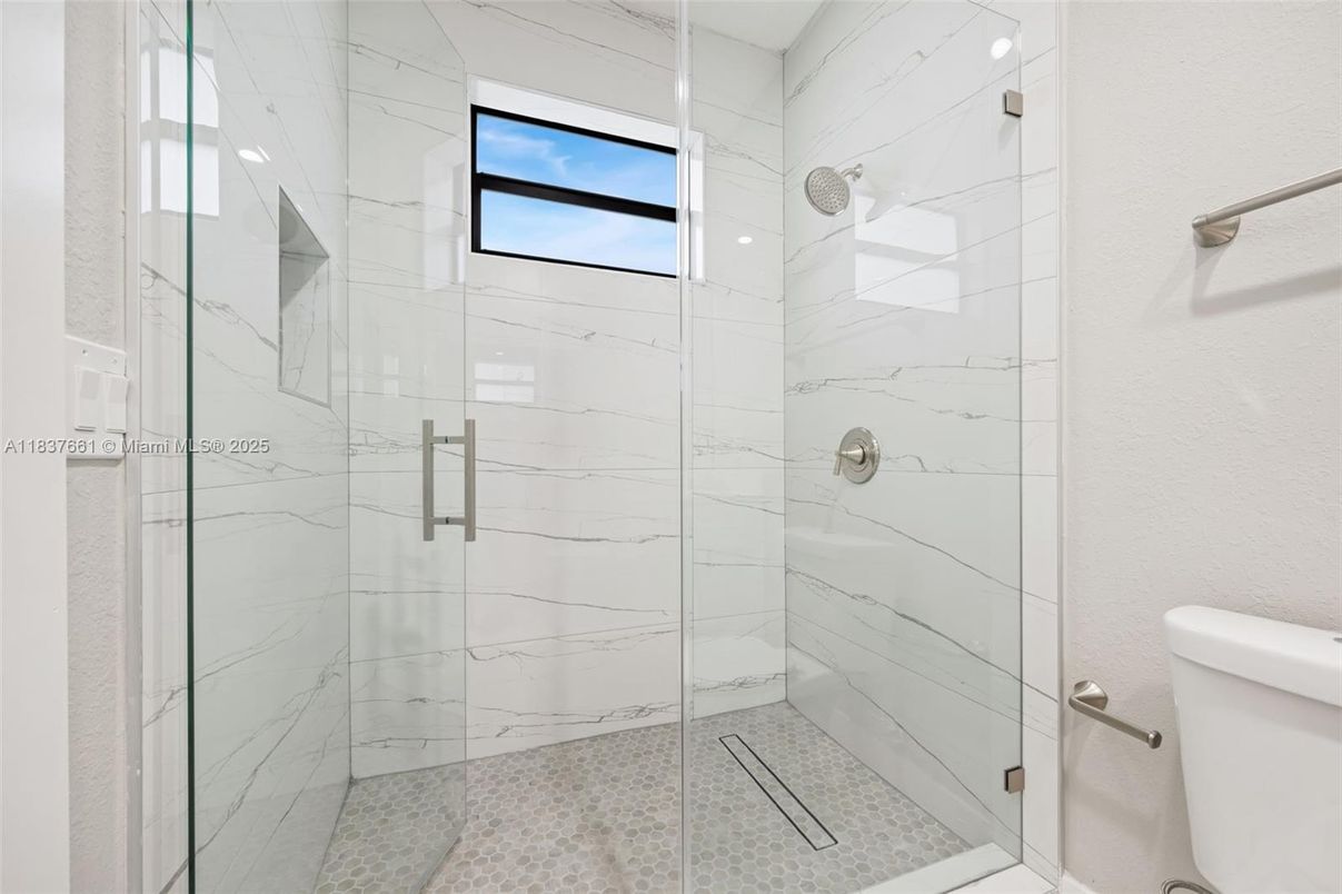 Bathroom, Glass Shower, Interior, Marble Walls