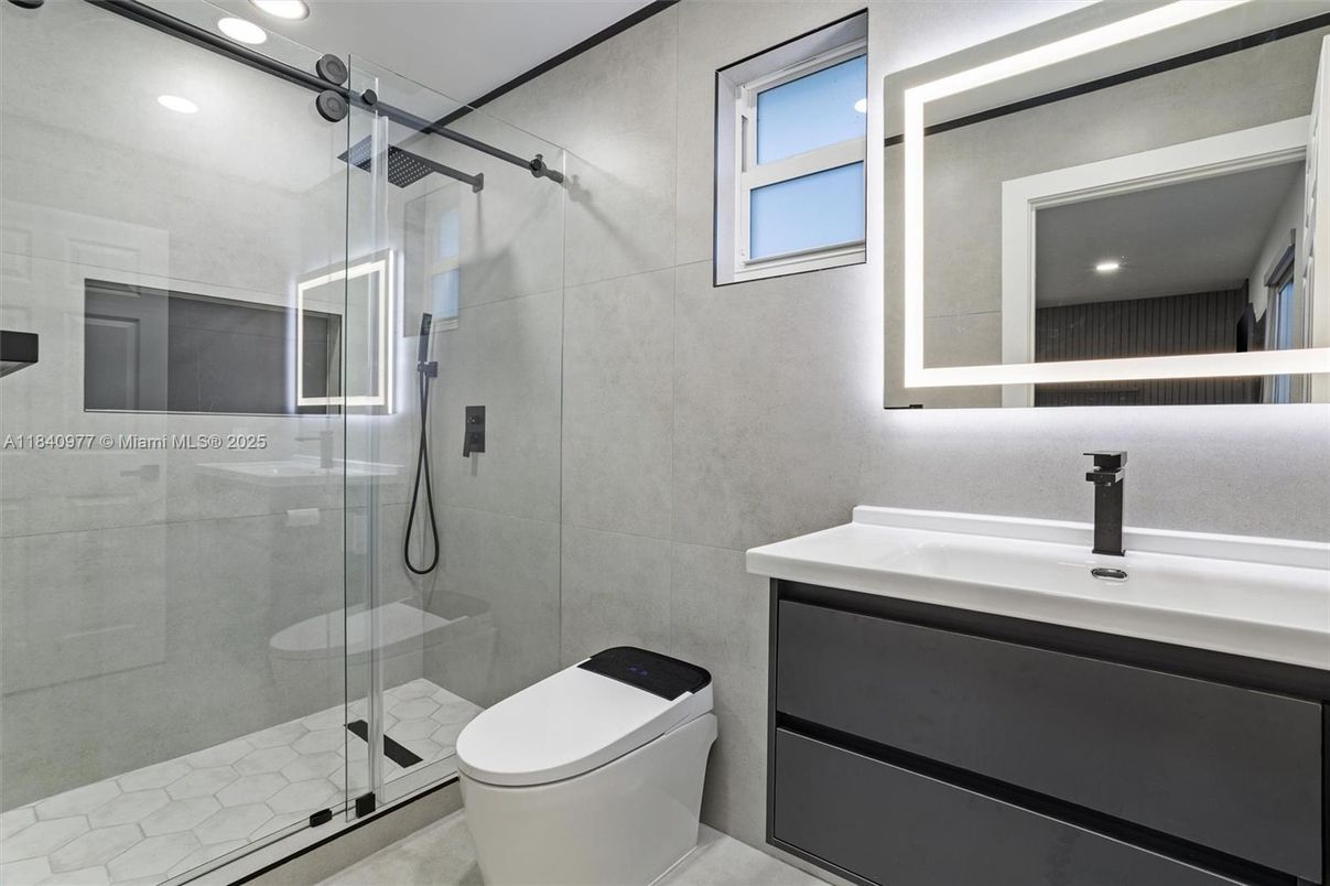 Bathroom, Glass Shower, Interior, Recessed Lighting