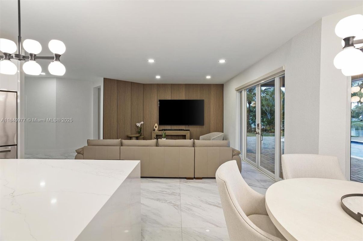 Dining room, Interior, Kitchen, Living room, Marble, Recessed Lighting
