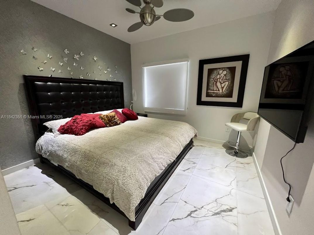 Bedroom, Interior, Marble, Recessed Lighting