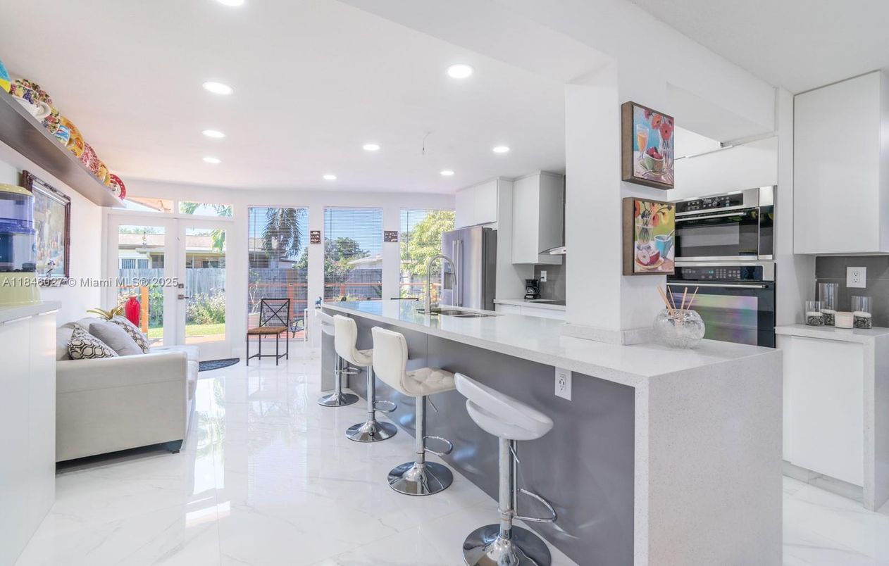 Interior, Kitchen, Marble, Recessed Lighting, Stainless Steel Appliances