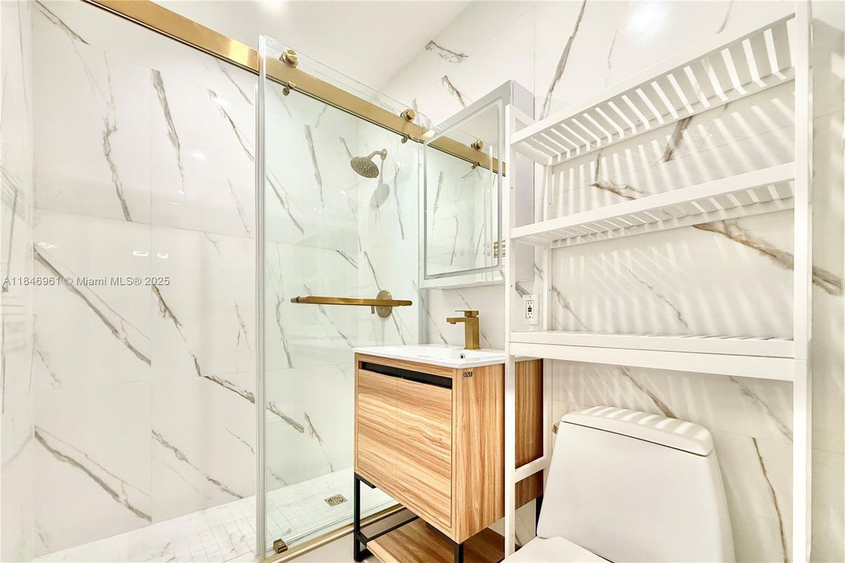 Bathroom, Glass Shower, Interior, Marble Walls