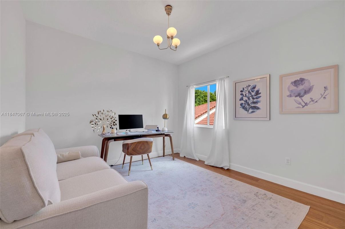 Chandelier, Home Office, Interior, Wood Texture Flooring