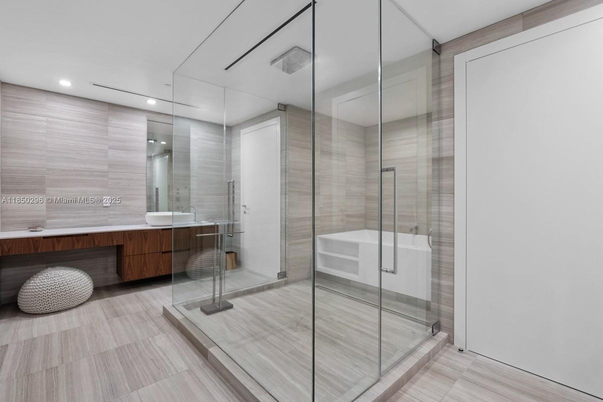 Bathroom, Glass Shower, Interior, Recessed Lighting