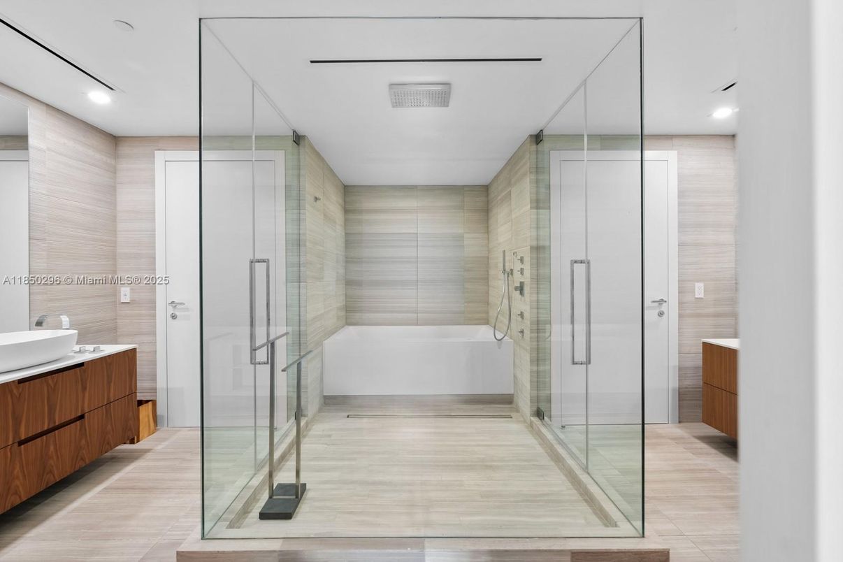 Bathroom, Glass Shower, Interior, Recessed Lighting