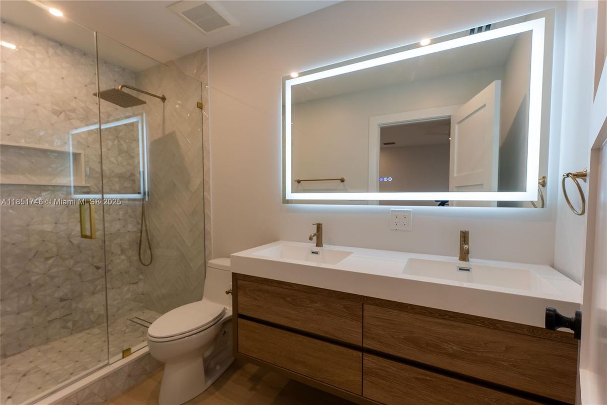 Bathroom, Glass Shower, Interior, Recessed Lighting
