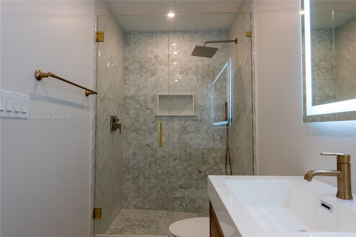 Bathroom, Glass Shower, Interior, Recessed Lighting