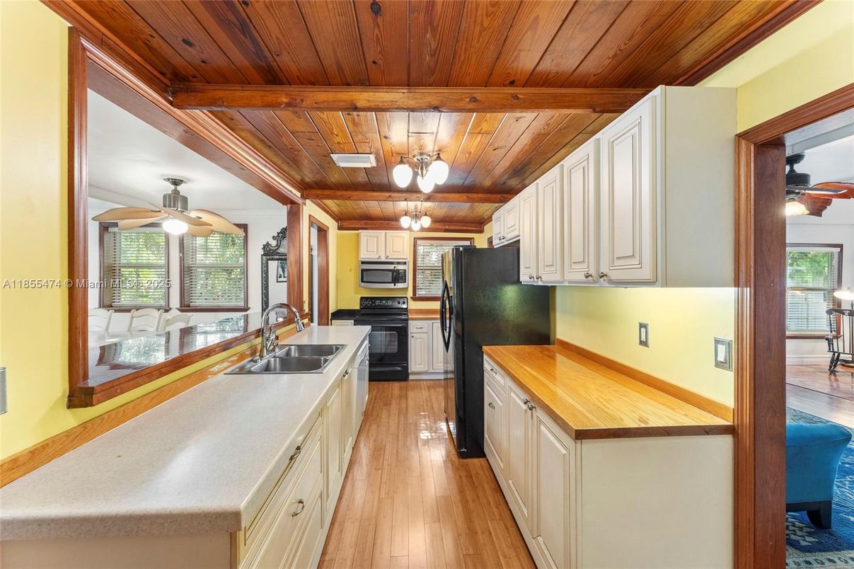 Interior, Kitchen, Stainless Steel Appliances, Wooden Ceilings, Wood Texture Flooring