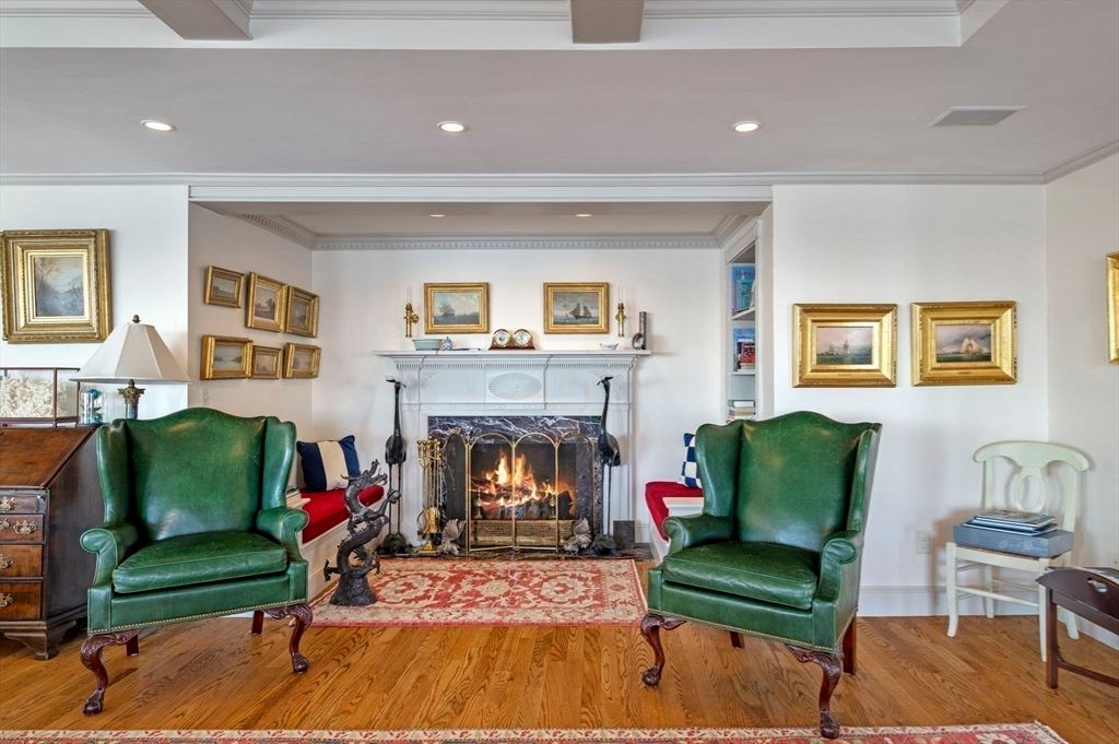 Fireplace, Interior, Recessed Lighting, Wood Texture Flooring
