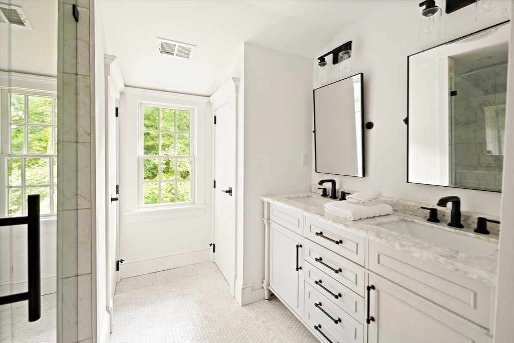 Bathroom, Dual Sink Vanities, Interior, Marble Walls