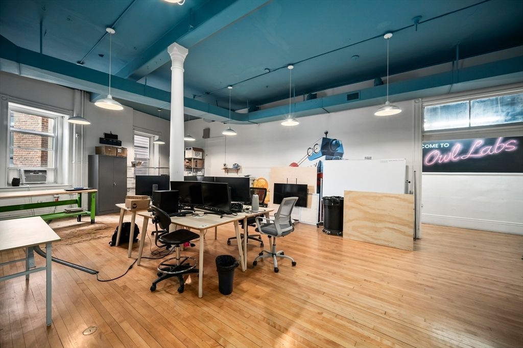 Home Office, Interior, Pendant Lights, Wood Texture Flooring