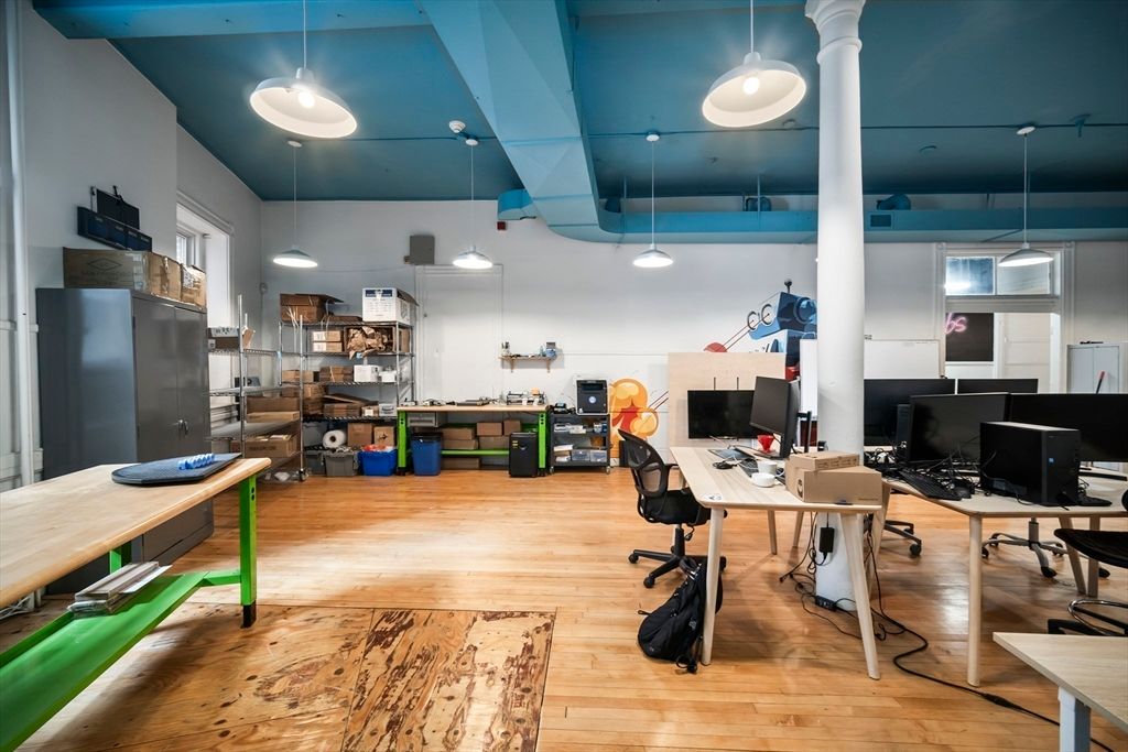 Home Office, Interior, Pendant Lights, Wood Texture Flooring