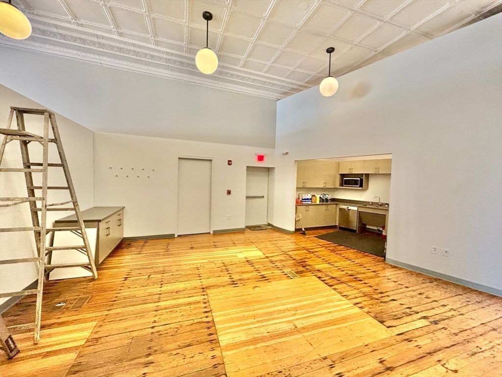 Interior, Kitchen, Pendant Lights, Stainless Steel Appliances, Wood Texture Flooring