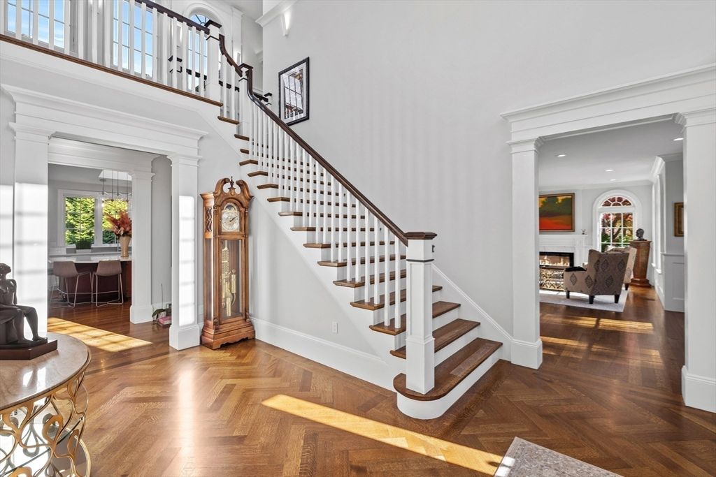 Fireplace, Interior, Recessed Lighting, Wood Texture Flooring