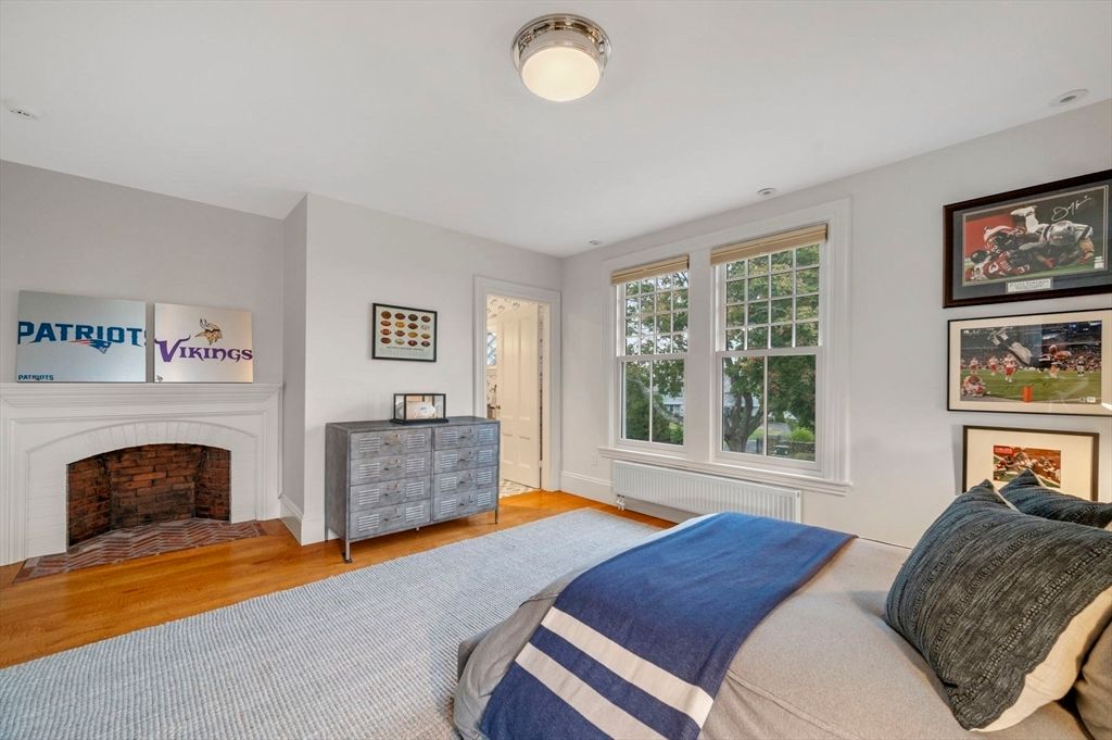 Bedroom, Fireplace, Interior, Wood Texture Flooring