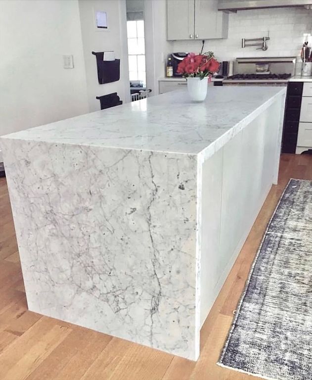 Interior, Kitchen, Marble Walls, Wood Texture Flooring