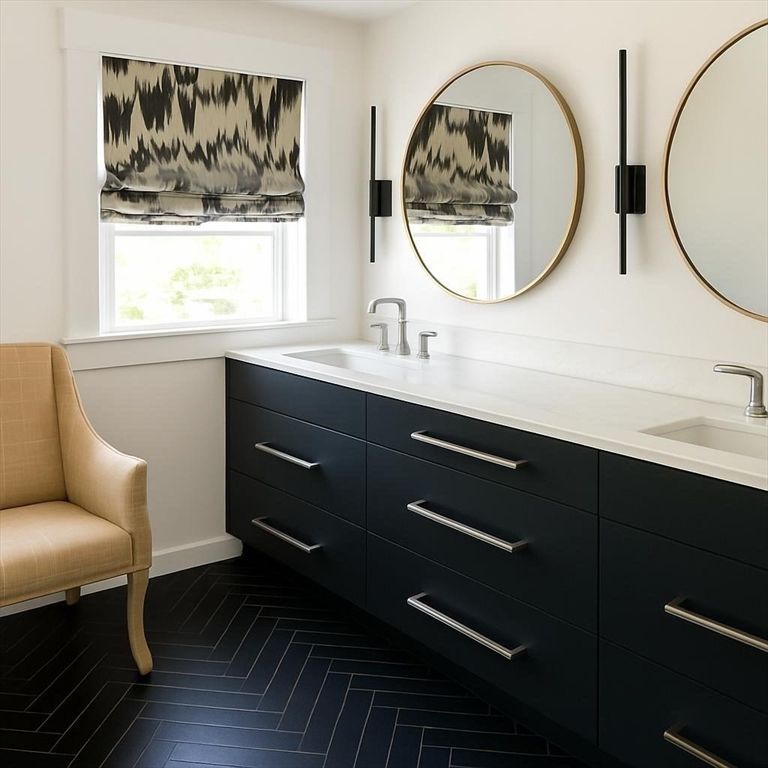 Bathroom, Dual Sink Vanities, Interior, Wood Texture Flooring