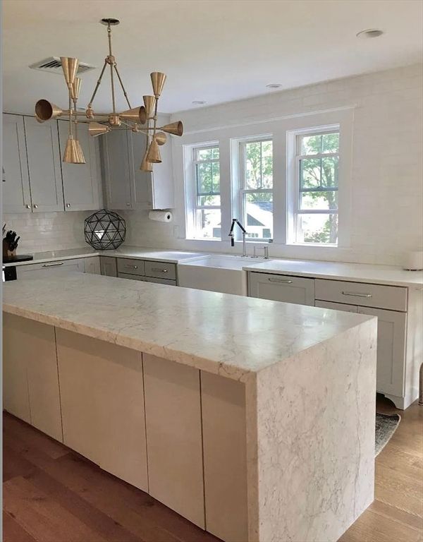 Interior, Kitchen, Pendant Lights, Recessed Lighting, Wood Texture Flooring