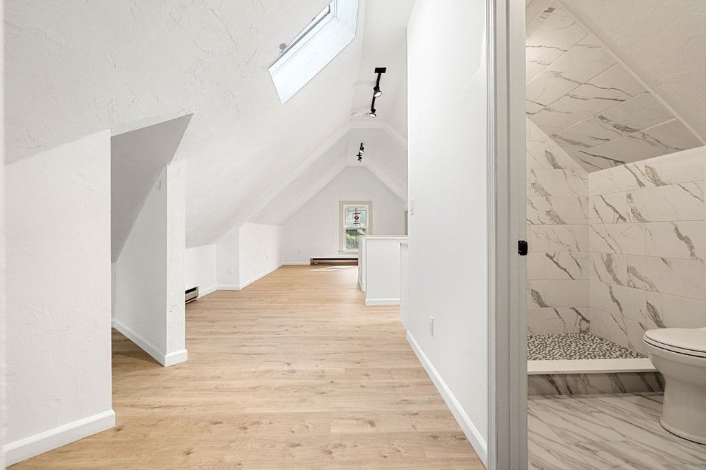 Bathroom, Interior, Marble Walls, Wood Texture Flooring