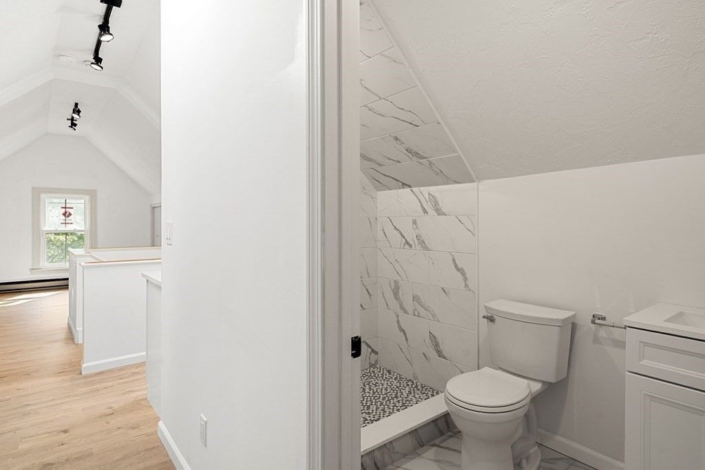Bathroom, Interior, Marble Walls, Wood Texture Flooring