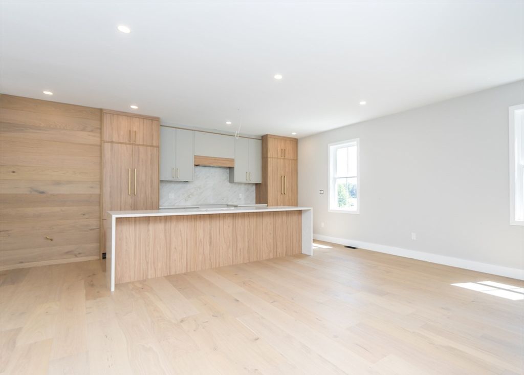 Interior, Kitchen, Recessed Lighting, Wood Texture Flooring, Wooden Walls