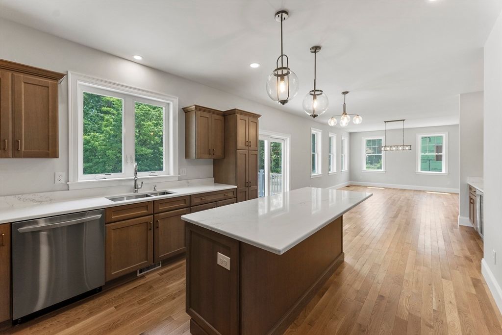 Interior, Kitchen, Pendant Lights, Recessed Lighting, Wood Texture Flooring