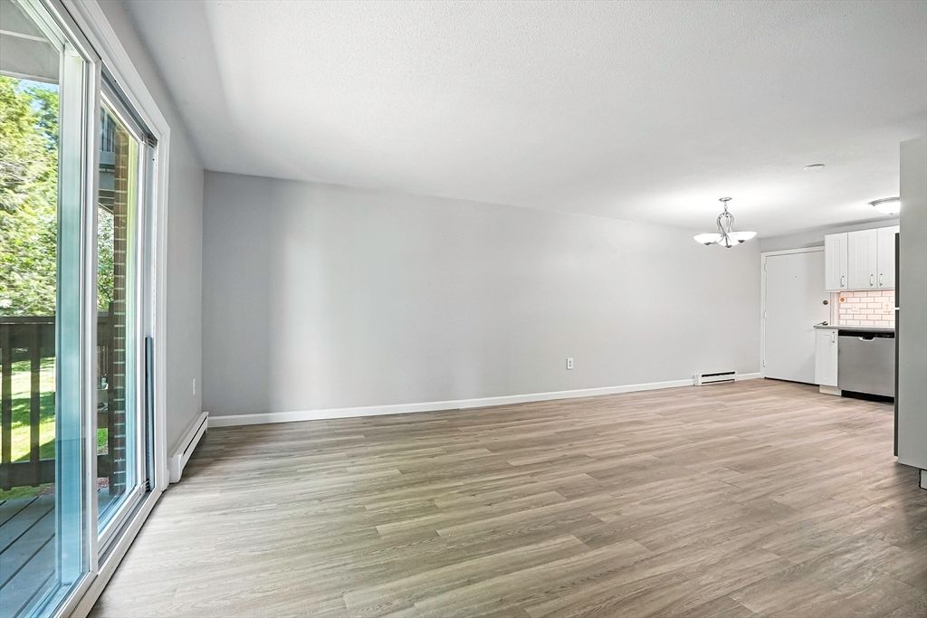 Chandelier, Empty room, Interior, Kitchen, Wood Texture Flooring