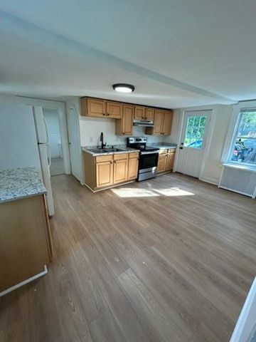 Interior, Kitchen, Stainless Steel Appliances, Wood Texture Flooring