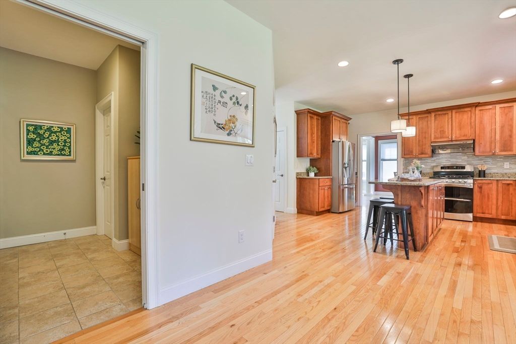Interior, Kitchen, Pendant Lights, Recessed Lighting, Wood Texture Flooring