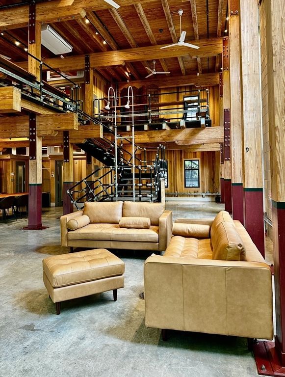 Interior, Living room, Recessed Lighting, Wooden Beams, Wooden Ceilings, Wooden Walls
