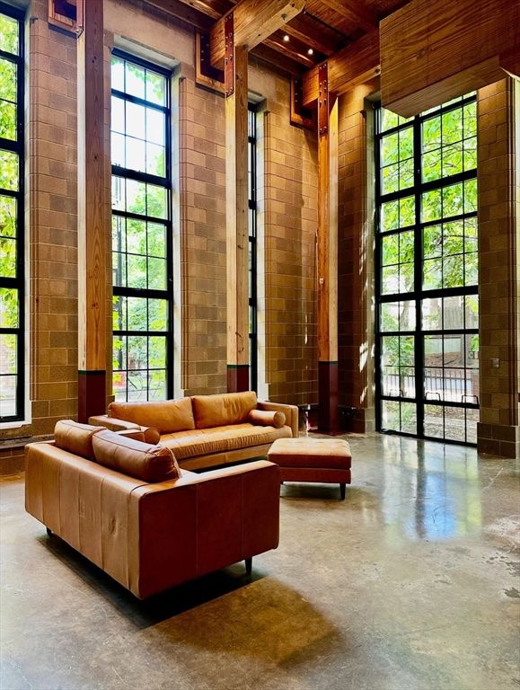 Interior, Living room, Recessed Lighting, Stone Walls
