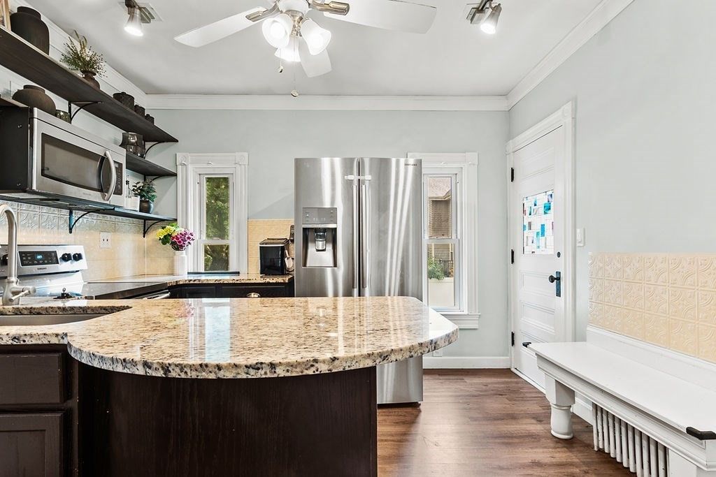 Interior, Kitchen, Stainless Steel Appliances, Wood Texture Flooring