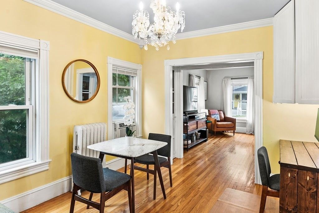 Chandelier, Dining room, Interior, Wood Texture Flooring