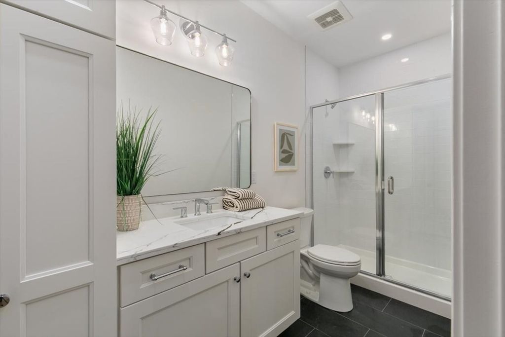 Bathroom, Glass Shower, Interior, Recessed Lighting